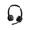 Schwarzes Headset mit Mikrofon auf weißem Hintergrund.