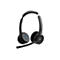 Schwarzes drahtloses Headset von Cisco, mit Mikrofon und blauen Akzenten.