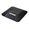Schwarzes Cisco-Konferenztelefon mit Display und Tasten. Datum: 01/03/17 09:30 AM, Name: Jim Nidal, Anrufdauer: 04:56.