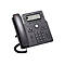 Schwarzes Cisco IP-Telefon mit Hörer, Display und Ziffernblock auf weißem Hintergrund.
