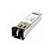 Metallfarbener SFP-Transceiver mit weißem Etikett und Text.