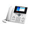 Un téléphone Cisco blanc avec combiné, écran et clavier, affichant un appel entrant.