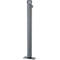 Gray cylindrical bollard with lid and side opening on a rectangular base. Metallic look.