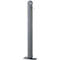 Gray metal bollard with dome top, faucet, and mounting plate.