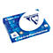 Blauer Papierstapel von Clairefontaine, Modell Clairalfa, 80g, 500 Blatt, mit Logo und ColorLok-Technologie.