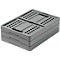 Gray, folded plastic boxes stacked on top of each other. The tops are perforated.