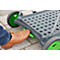 CLAX® móvil plegable, 2 estantes, carga máx. 60 kg, ruedas giratorias y fijas, incl. caja plegable de 46 l, aluminio y plástico, gris/verde