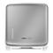Silberner CWS Hygienespender mit Sichtfenster für den Füllstand auf weissem Hintergrund.