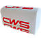 Pile de serviettes en papier blanches avec logo CWS rouge sur fond blanc.