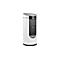 Humidificateur d'air cylindrique blanc avec un élément noir sur le côté.