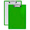 Two green clipboards with silver clips and white background.
