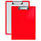 Two red clipboards against a white background. One overlaps the other, both with metal clips.