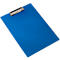 Blue clipboard, silver clip, diagonal perspective, white background.