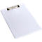 White clipboard with silver clip. The background is white.