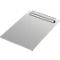 Gray clipboard with silver clip and smooth surface, photographed diagonally from above.