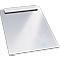 A silver clipboard on a white background. At the top is a silver clip.