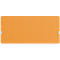 Objet rectangulaire orange avec des coins arrondis et deux supports blancs.