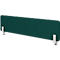 Cloison de bureau rectangulaire verte avec des coins arrondis, fixée avec des supports blancs.