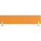 Cloison de bureau rectangulaire orange avec deux supports argentés.