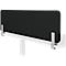 Panneau de bureau noir avec supports fixés sur un plateau de table blanc.