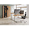 Cloison acoustique, pour bureaux, forme L, classe d'absorption acoustique C, passage de câbles, choix de tailles, intissé, gris chiné