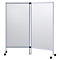 Cloison de séparation mobile contre les projections buccales - double séparateur modèle A, verre acrylique, épaisseur 3 mm, L 1715 x P 390 x H 1800 mm, avec roulettes