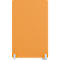 Élément rectangulaire orange avec pieds blancs, probablement un système de cloison de bureau.