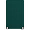 Cloison de bureau verte avec pieds blancs, rectangulaire. Le tissu a une texture fine. La forme est oblongue.