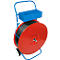 Trolley with red-black roll, blue holder and handle.