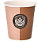Coffee to go Becher, für 0,2 l, Ø 75 x H 91 mm, bedruckte Pappe, beige-schwarz, 50 Stück