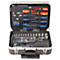 Coffre à roulettes pour outils proficraft Projahn, 1/4', 130 p., plastique ABS, avec poignée télescopique, verrouillable, noir
