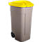 Colector de residuos reciclables, ruedas, beis, tapa amarillo 