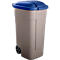 Colector de residuos reciclables, ruedas, beis, tapa azul 