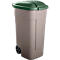 Colector de residuos reciclables, ruedas, beis, tapa verde 