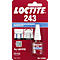 Produit Loctite 243, frein filet, dans un emballage rouge. Texte : Loctite, 243, frein filet, Freinfilet. Illustration, application et code QR.