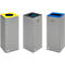 Collecteur de déchets recyclables Quadro VAR - acier - 3 x 81 L - galvanisé