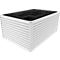 White rectangular container with a black lid. The sides are ribbed, the lid has holes.
