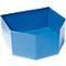 Blue, hexagonal object with angled sides. An open box shape with visible interior.