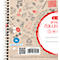 Spiraalschrift van gerecycled papier met wiskundige tekeningen, blauwe engel-keurmerk en barcode op de voorkant.
