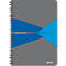 Graues Notizbuch mit blauem Design und Spiralbindung. Titel: The Office Notebook. Logo: Leitz.