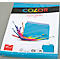 Blue envelope with colorful paint splashes and the words COLOR express yourself.