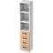Combi-boekenkast, 5 OH, 3 open vakken + 4 laden, B 406 x D 420 x H 2004 mm, eikendecor