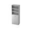 Combi-boekenkast, 6 OH, 3 open vakken + 2 afsluitbare deuren, B 800 x D 420 x 2210 mm, lichtgrijs