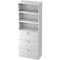 Combinatiekast TOPAS LINE, 6 dossierhoogtes, legbord en hangmap, wit/wit