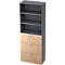 Combinatiekast TOPAS LINE, 6 dossierhoogtes, legbord en hangmappensysteem, decor grafiet/eiken