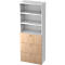 Combinatiekast TOPAS LINE, 6 dossierhoogtes, legbord en hangmappensysteem, decor wit/eiken