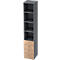 Combinatiekast TOPAS LINE, 6 dossierhoogtes, legborden + 4 laden, grafiet/eiken