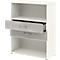 Combinatierek met 2 laden TEMPIO - van hout - B 800 x D 340 x H 1070 mm - wit/beton