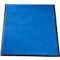 Blue doormat with black border, square.