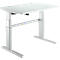 Comfortabele tafel, elektrisch in hoogte verstelbaar, rechthoekig, C-poot, B 1200 x D 800 x H 655-1305 mm, aluminium lichtgrijs/wit RAL 9006